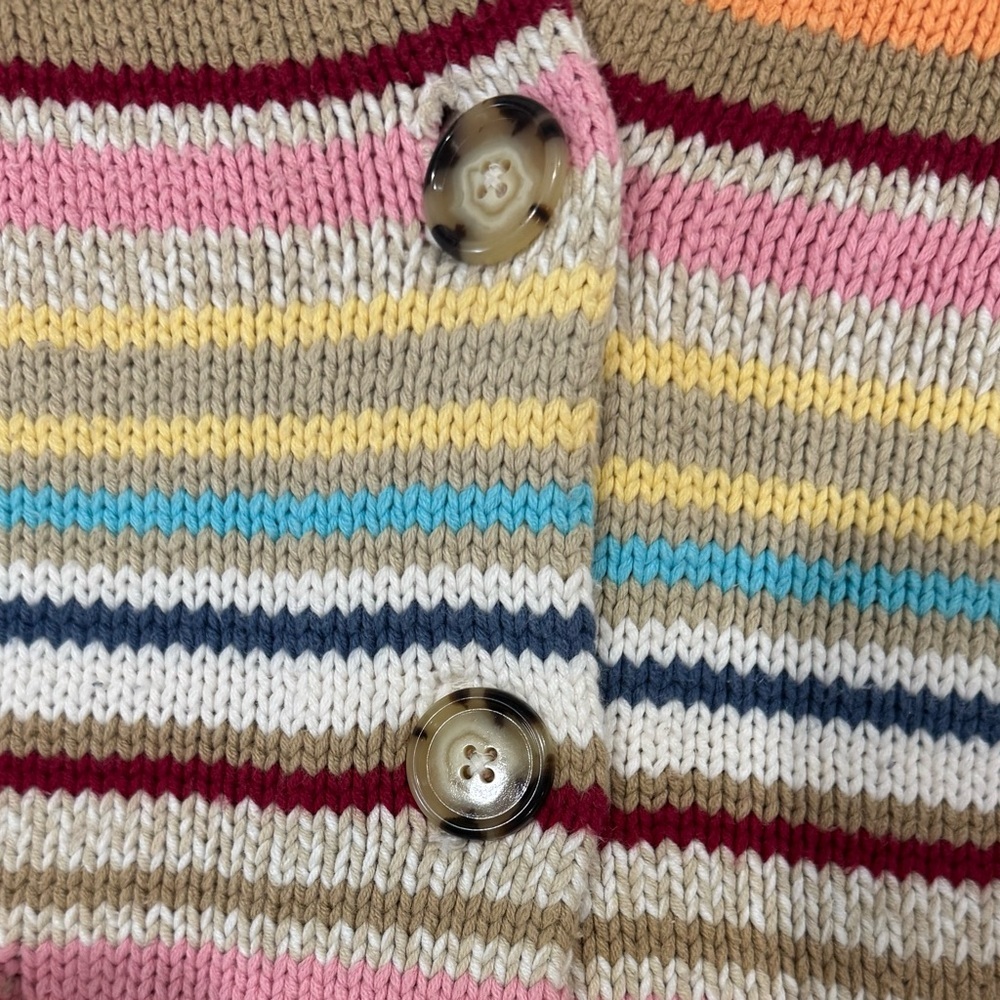 Striped Cardigan Cottagecore Retro Colorful Button Front Sweater Small - Picture 6 of 7